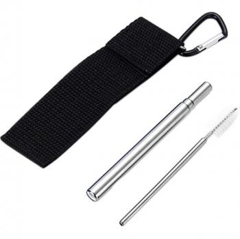 Cepillo de paja de acero inoxidable con funda de transporte