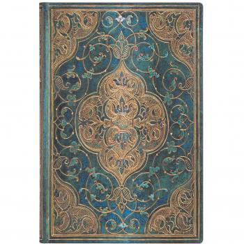 Libreta Flexi Mini Rayado Horizontal Crónicas Turquesas Paperblanks Turquesa y Dorados.