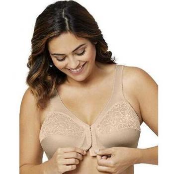 Glamorise Plus Size Front Hook Bra in Beige