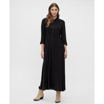 Y.A.S SAVANNA Maxikleid mit Knopfleiste in Schwarz, Größe XL