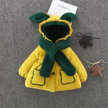 Alisenna Filles Winter Cotton Capuche Princess Thick Parka Kids Snowwear Coat Outdoor + Scarf