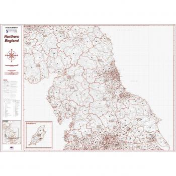 Northern England Greyscale Postcode Map – Standard Matt Finish