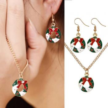 Gold Elk Snowflower Christmas Tree Jewelry Set