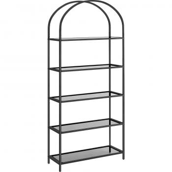 Étagère Design 5 Niveaux en Verre et Métal Noir et Gris