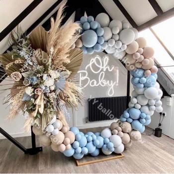 Decoración de Globos de Aniversario en Macaron