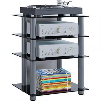 Mediaregal Bilus Hifi Mobili Armadio Rack Mensola Phono Colonne Alu Pavimenti in Vetro ESG 70x59x48 cm