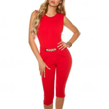 Veredeter Midi-Overall mit Zier-Gürtelknauf