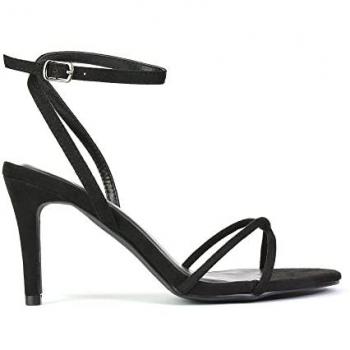 Women’s Ridge Strappy Mid‑Heel Sandals – Jet Black (Size 8)