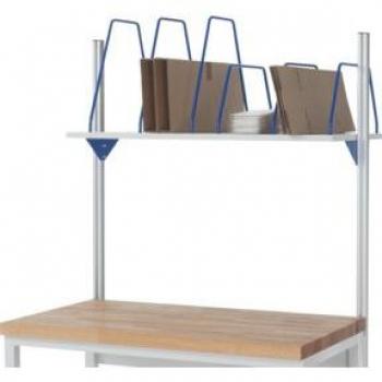 Rau rangement de cartons pour postes de travail modulables en hauteur, 6 attaches, B 1800 x D 600 x H 600 mm, teinte gris clair, jusqu'à 30 kg