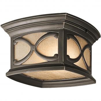Franceasi 2 Light Flush Mount Outdoor Ceiling Light Olde Bronze IP44, E27