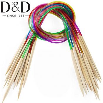 D & D 18 Stück Bambus Stricknadeln 2mm-10mm mit buntem Kunststoffrohr für DIY-Projekte
