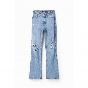 Desigual, Damen Wide Leg Strass Jeans, Baumwolle, Blau, Größe 40