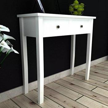 White Dressing Console with Dual Drawers