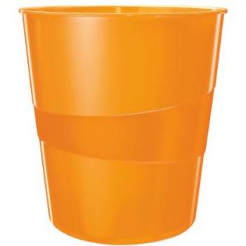 Leitz 15L Orange Metal-Finish Rubbish Bin