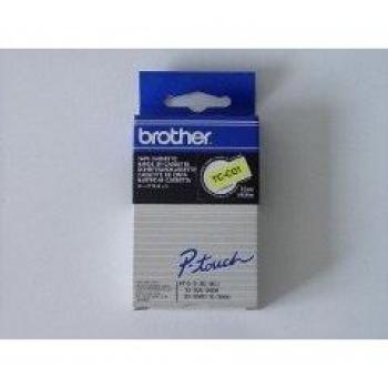 Lamina adhesiva Brother TCC01 12 mm negra con señal amarilla