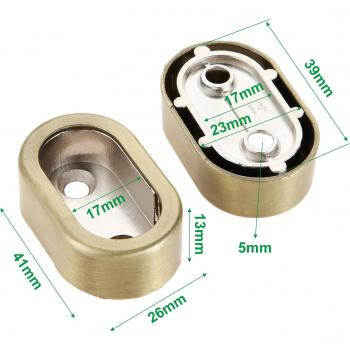 Douilles ovales en alliage de Zinc, 15-16mm, bride de garde-robe, 2 pièces