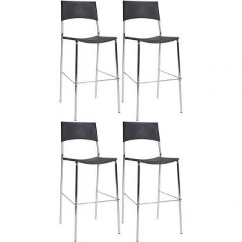 Chrom‑Optik Barhocker 4‑er Set Genua I – Kunststoffsitz, Metallgestell
