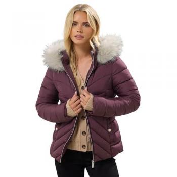 Veste courte rouge avec finition en fourrure M & Co pour petites tailles