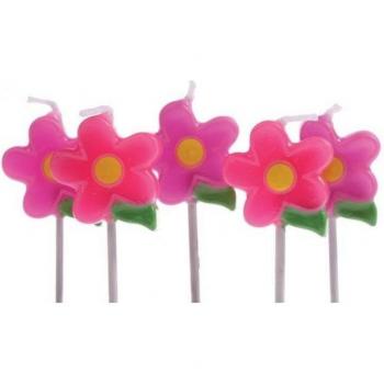 Culpitt Kreative Blumenkerzen für Geburtstage (Packung mit 5) rosa/violett