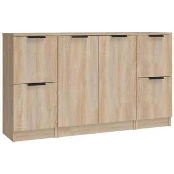 Cassetto buffet Sonoma 3 pezzi in MDF marrone