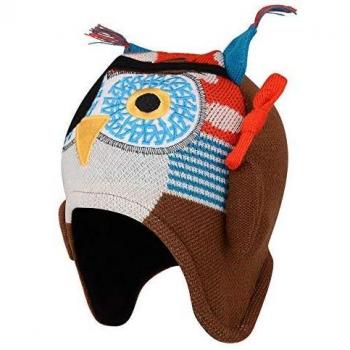 Feuerrotes Dare 2B Jungen Brainstorm Beanie, gefüttert mit Fleece – Eulenfisch‑Design, 3–6 Monate