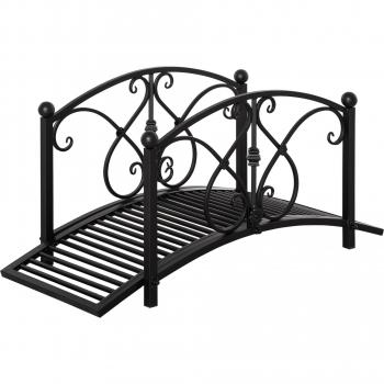 Outsunny 102L x 48W x 49H Arc Garden Bridge with Safety Railings for Backyard Creek, Black