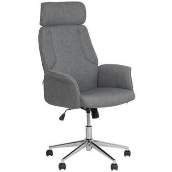 Grey Fabric Swivel Office Chair with Adjustable Height and Flared Arms