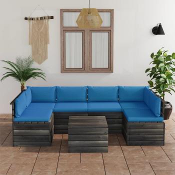 Conjunto de Lounge de Pallets con Acabado de Pino 7 piezas