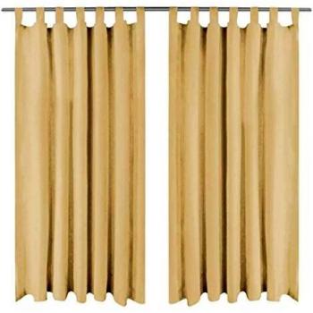 Sonata Beige Micro-Satin Curtains 2 pcs with Loops 140x245 cm