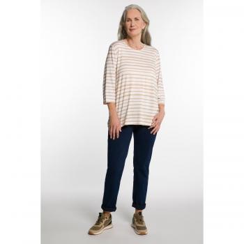 Maglia righe 3/4 girocollo donna beige taglia 60/62 viscosa