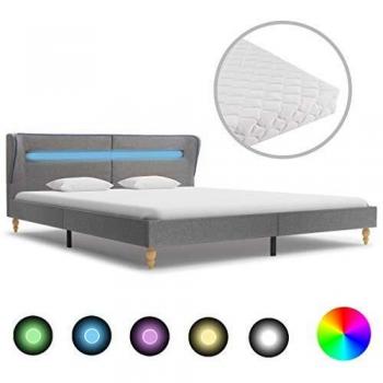 Schlafzimmerbett „Glanzlicht“ – Doppelbett, Lattenrost, Hellgrau