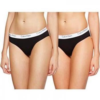 Calvin Klein Slip Bikini Donna, Confezione da 2, Colore Nero, Taglia 38