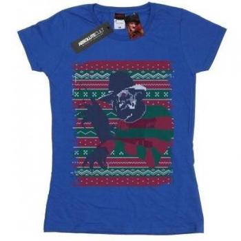 Nachtmerrie op Elm Street Dames T-Shirt Fair Isle Katoen S Koninklijk Blauw