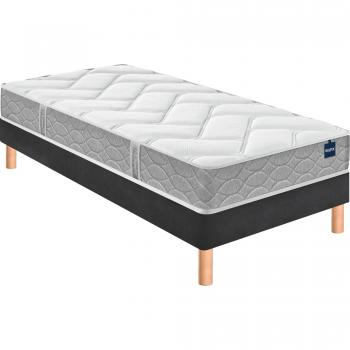 Série Back to Basics : Matelas Bultex + Sommier Gris Fumé + Pieds 90x190