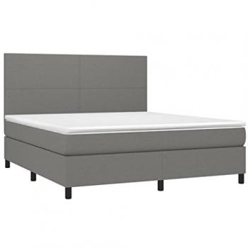 VidaXL Boxspringbett mit LED und Matratze Dunkelgrau 180x200 cm
