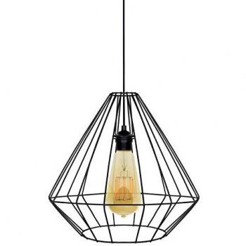 TOSEL Suspension 1 – Éclairage Noir en Acier, Hauteur 96 cm, Largeur 40 cm