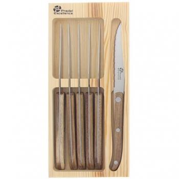 6 couteaux à steak Antik en bois d'acacia et coffret bois Pradel Excellence