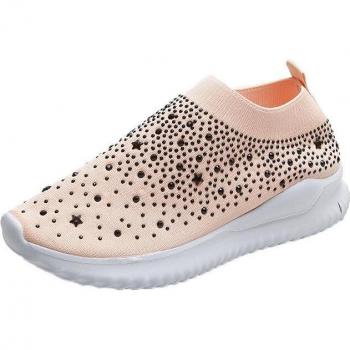 NIS Women's Breathable Crystal Glitter Slip-On Sneakers