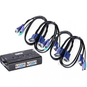 Switch KVM VGA 4 puertos con consola, tecla de presión y alta definición