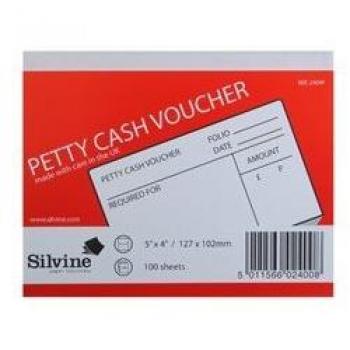 Silvine Petty Cash Voucher 100 Sheets, red, 5x4