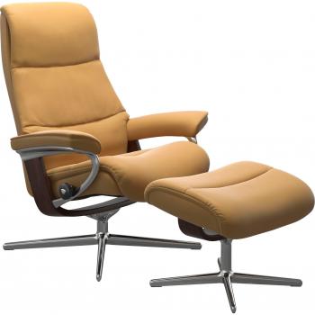 Stressless® Relaxsessel View mit Hocker, Cross Base, Holzakzent Braun