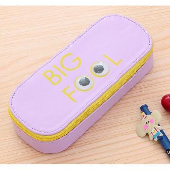 PU Leather Zipper Pencil Bag for School Use