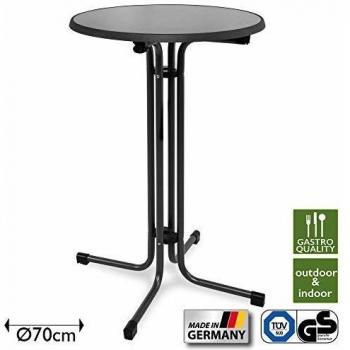 Beautissu Table Haute Pliante Outdoor Ø 70 cm Sylt Bistro Gris