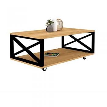 Mesa auxiliar de aglomerado rechapado en melamina, color Atlantic Pino 100%