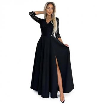 Numoco Damenkleid Schwarz mit Schlitz