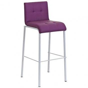 Metall-Barhocker Avola: Lila Kunstleder, weißes Gestell, Tresen‑Design