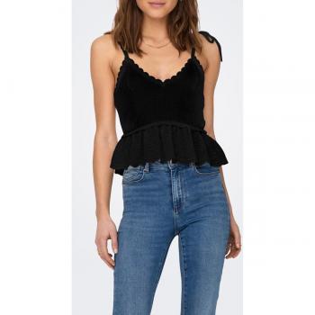 Camiseta Cropped de Punto con Volantes para Mujer Only