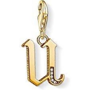 Colgante Charm Thomas Sabo letra U en plata con baño de oro de 18K