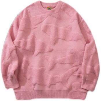 Chandail noir ample unisexe col rond rétro tricot automne 2022