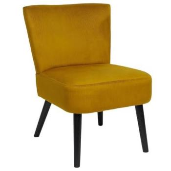 Altobuy – Fauteuil Crapaud en Velours Côtelé Ocre (Orange 55x76x63cm)